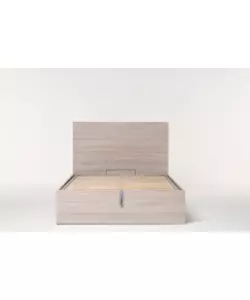 Letto 1 piazza e mezza "hi box" olmo naturale con rete e contenitore, 120x190 cm